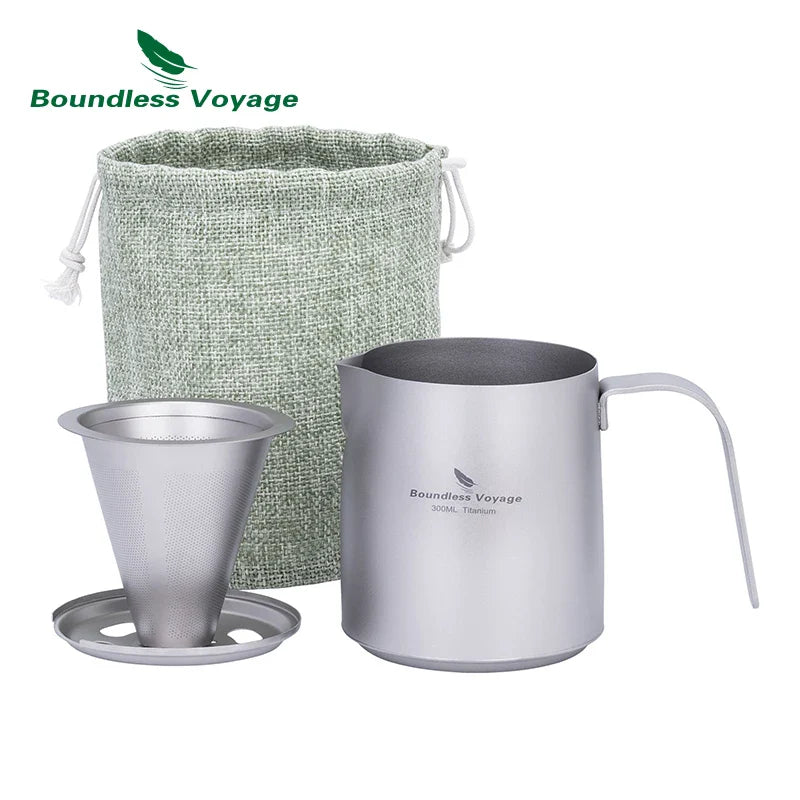 Boundless Voyage Titanium Portable Pour over Coffee Set 300ml Coffee Mug with Detachable Dripper