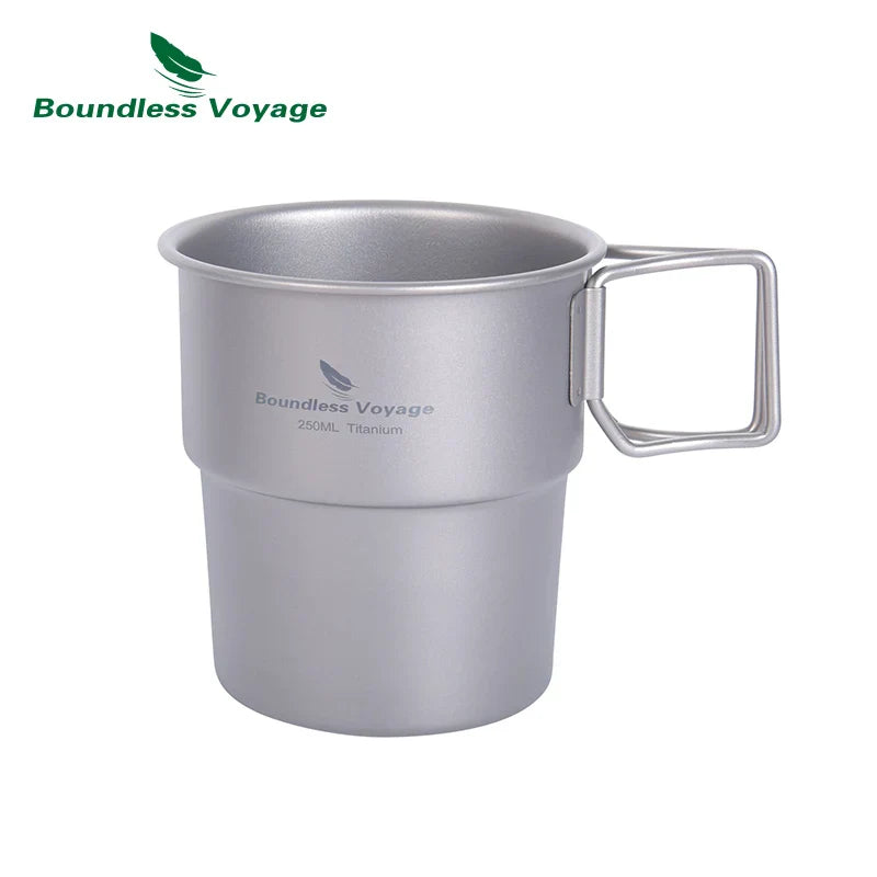 Boundless Voyage Titanium Coffee Cup 250ml Outdoor Portable European Stackable