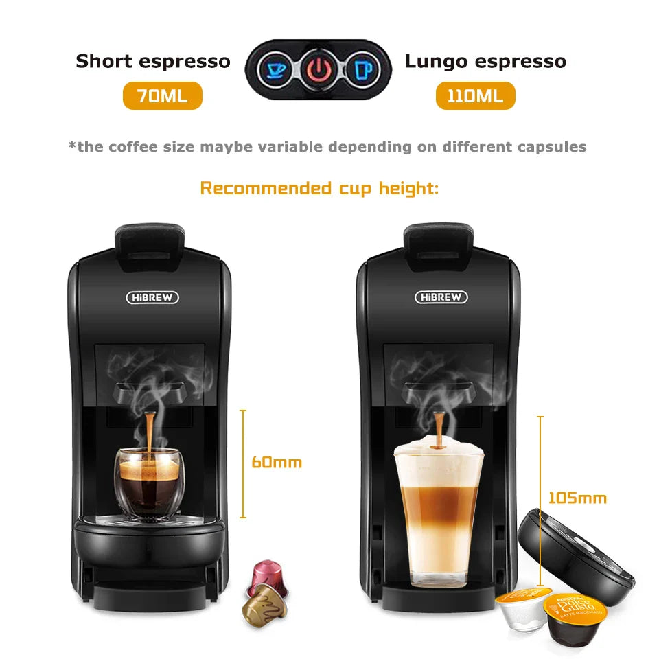HiBREW Coffee Machine 19 Bar 4in1 & Cold Multiple Capsule Espresso Cafetera