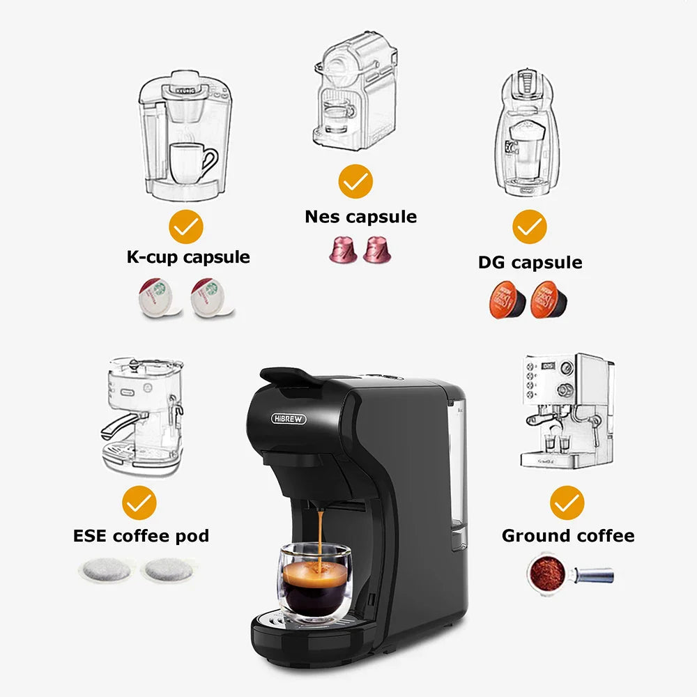 HiBREW Coffee Machine 19 Bar 4in1 & Cold Multiple Capsule Espresso Cafetera