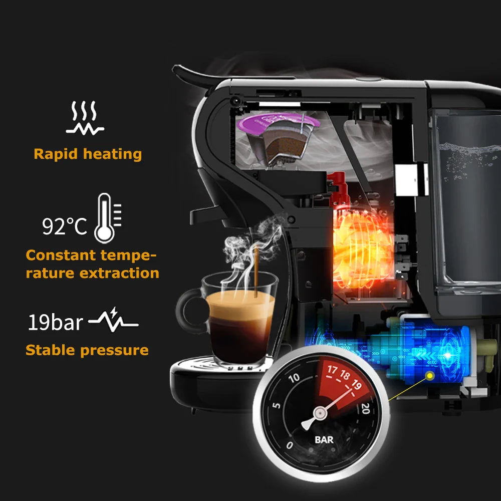 HiBREW Coffee Machine 19 Bar 4in1 & Cold Multiple Capsule Espresso Cafetera