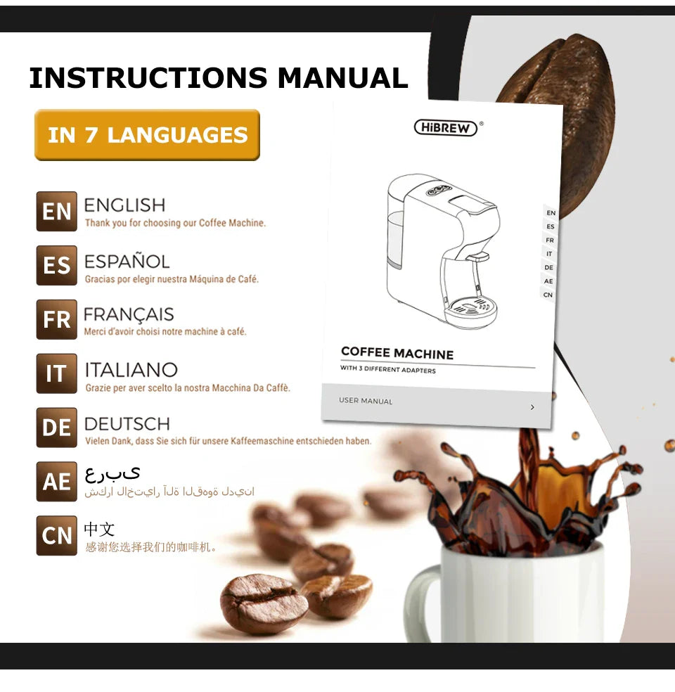 HiBREW Coffee Machine 19 Bar 4in1 & Cold Multiple Capsule Espresso Cafetera