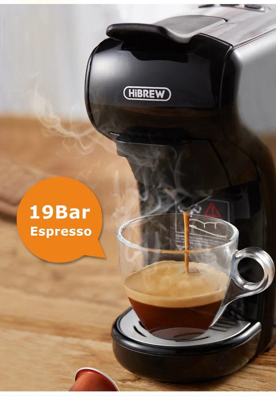 HiBREW Coffee Machine 19 Bar 4in1 & Cold Multiple Capsule Espresso Cafetera