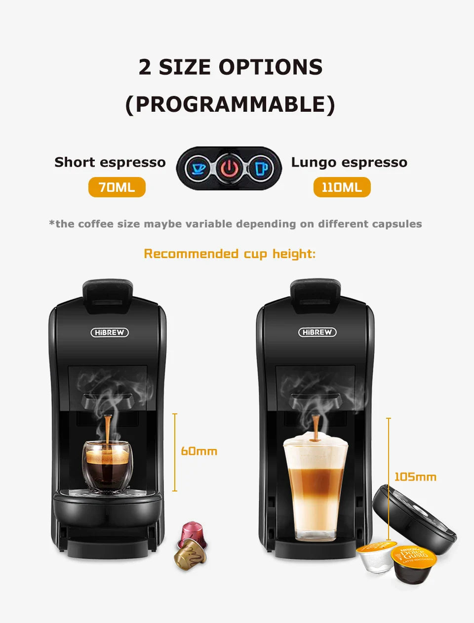 HiBREW Coffee Machine 19 Bar 4in1 & Cold Multiple Capsule Espresso Cafetera