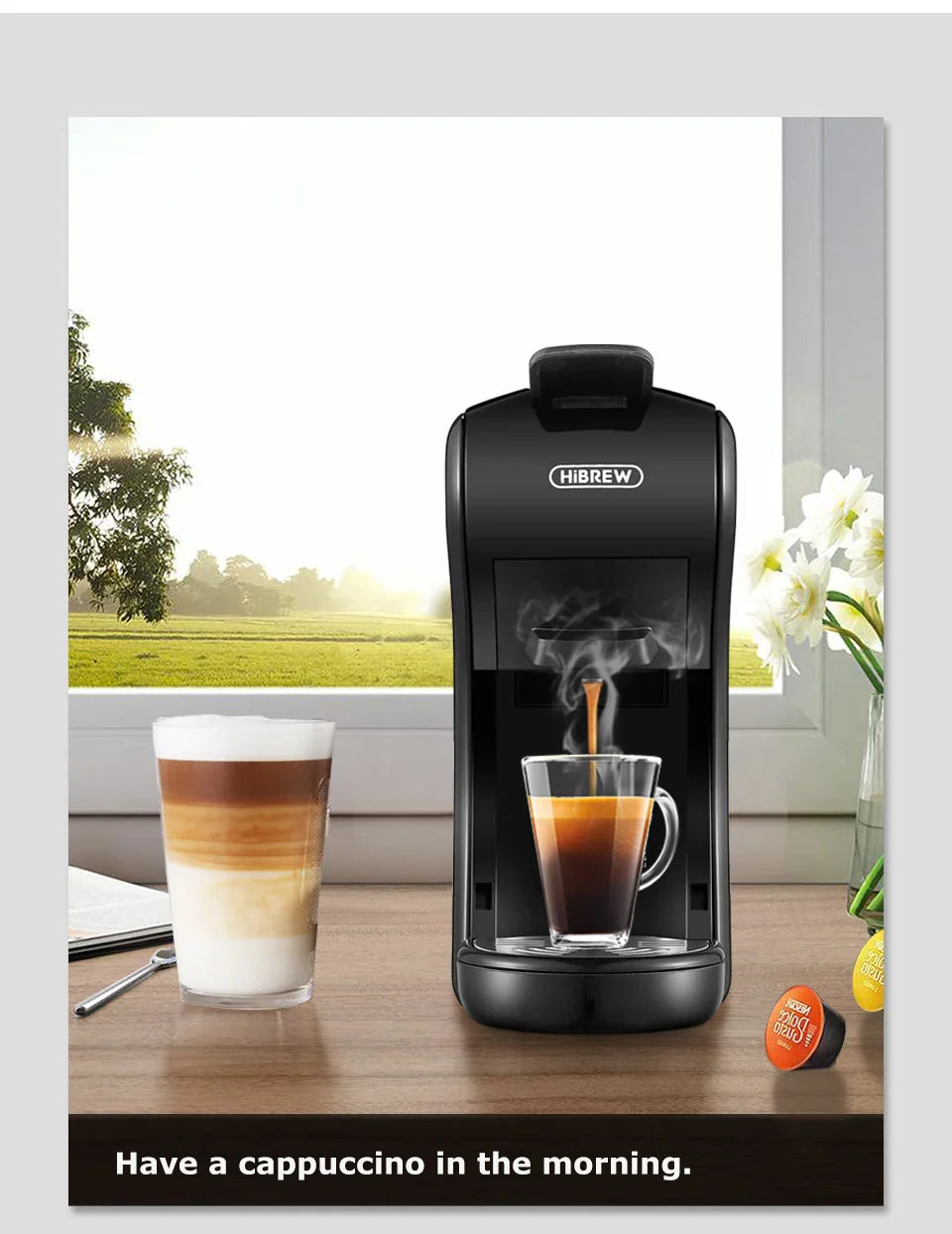 HiBREW Coffee Machine 19 Bar 4in1 & Cold Multiple Capsule Espresso Cafetera