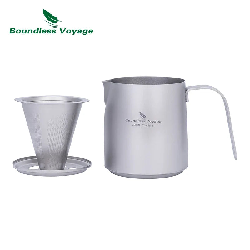 Boundless Voyage Titanium Portable Pour over Coffee Set 300ml Coffee Mug with Detachable Dripper