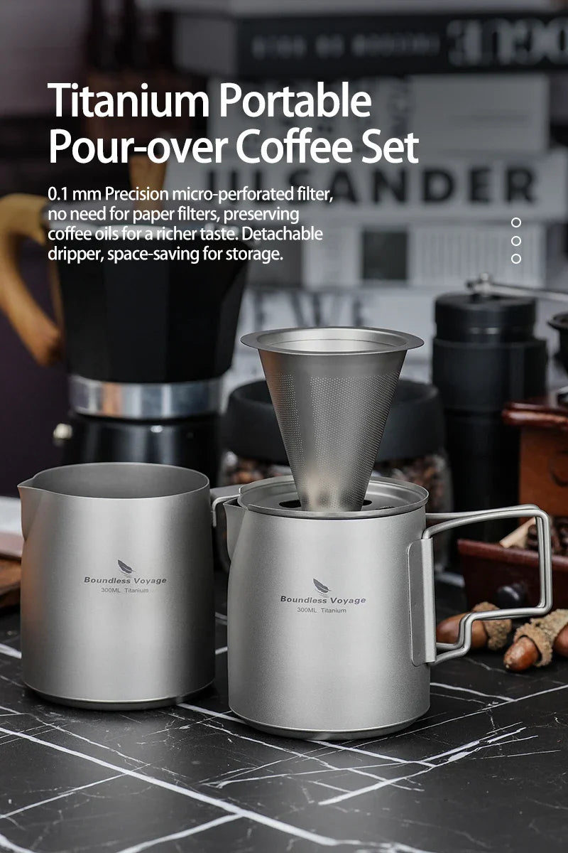 Boundless Voyage Titanium Portable Pour over Coffee Set 300ml Coffee Mug with Detachable Dripper