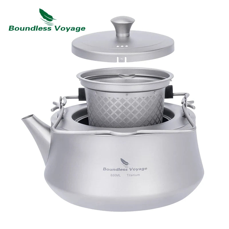 Boundless Voyage 800ml Titanium Kettle with Infuser Ultralight Stovetop Teapot