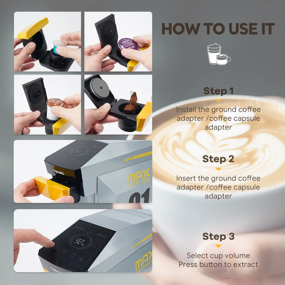 Max Capsule Coffee Machine Electric Automatic Espresso Maker Compatible with Nes