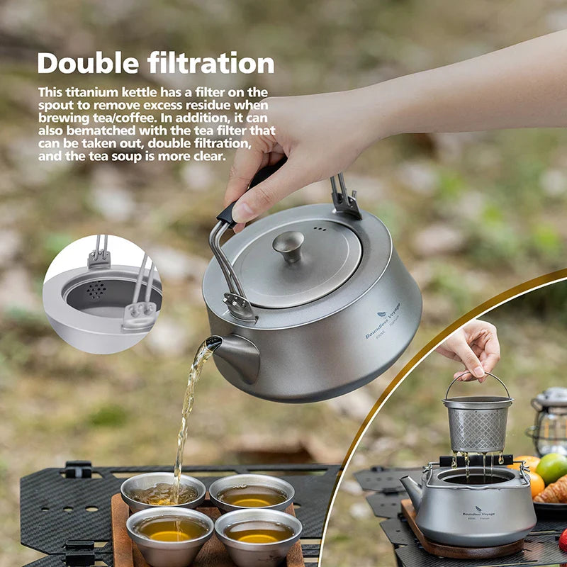 Boundless Voyage 800ml Titanium Kettle with Infuser Ultralight Stovetop Teapot