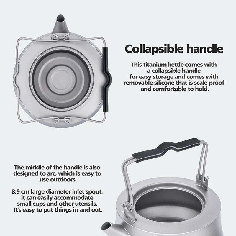 Boundless Voyage 800ml Titanium Kettle with Infuser Ultralight Stovetop Teapot
