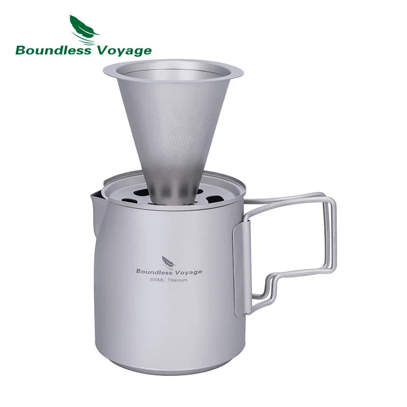 Boundless Voyage Titanium Portable Pour over Coffee Set 300ml Coffee Mug with Detachable Dripper