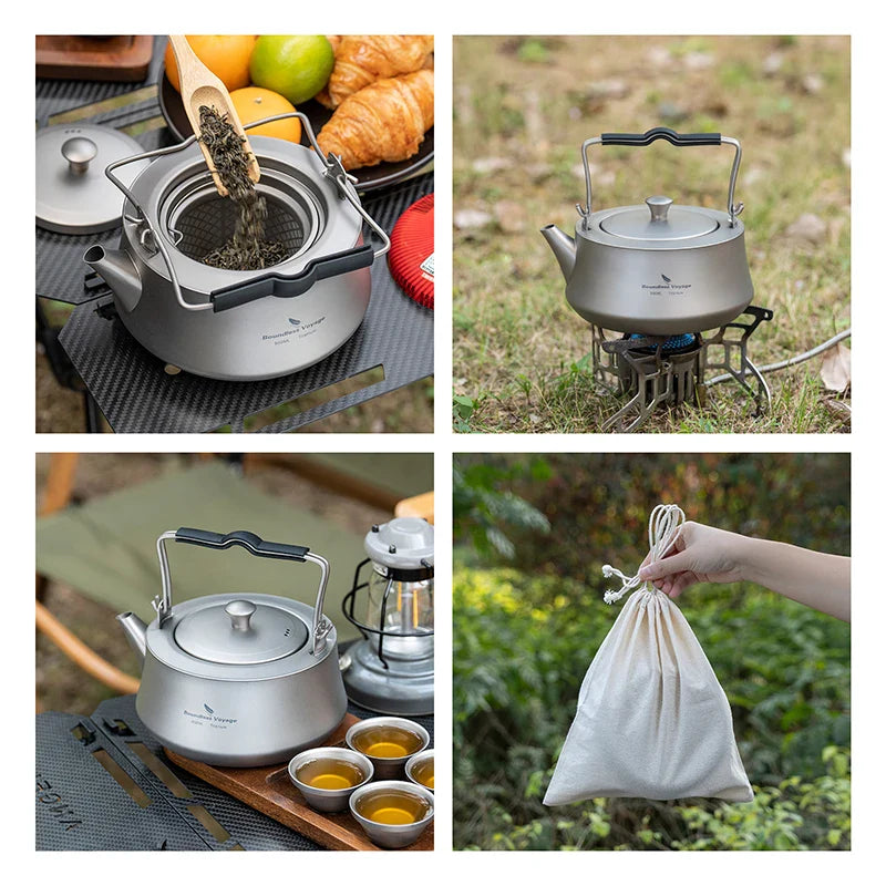 Boundless Voyage 800ml Titanium Kettle with Infuser Ultralight Stovetop Teapot