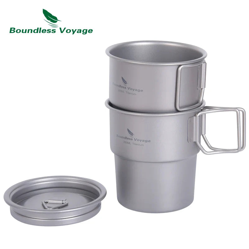 Boundless Voyage Titanium Coffee Cup 250ml Outdoor Portable European Stackable