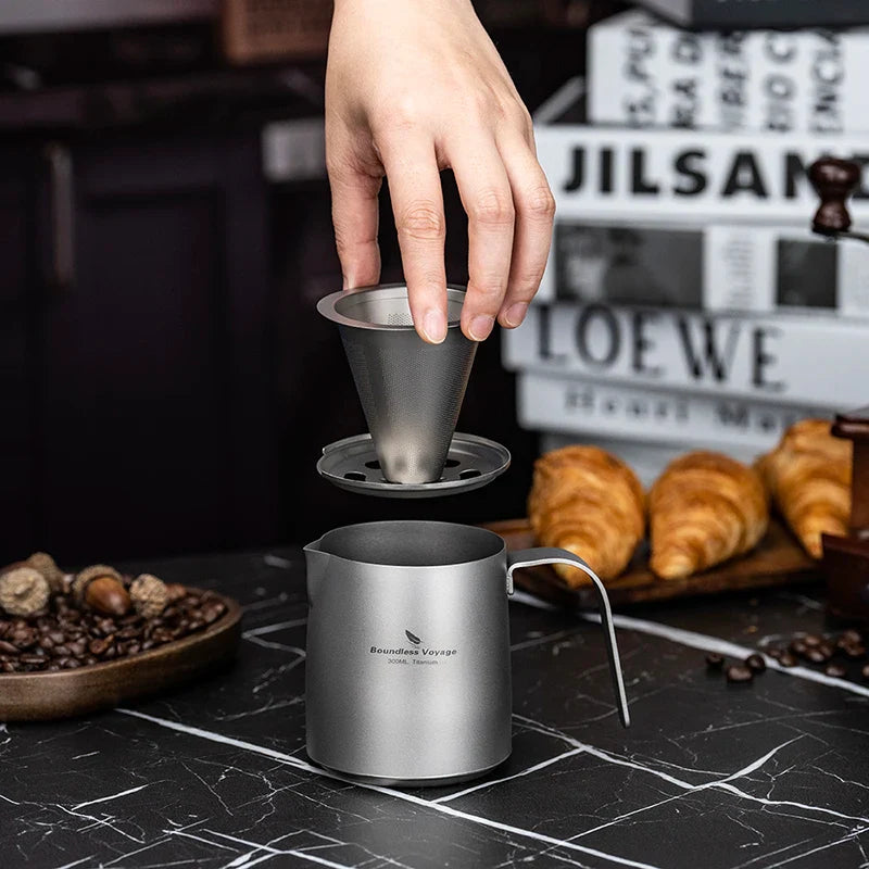 Boundless Voyage Titanium Portable Pour over Coffee Set 300ml Coffee Mug with Detachable Dripper