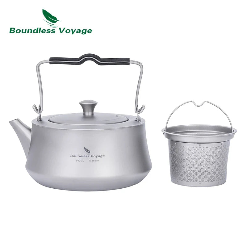 Boundless Voyage 800ml Titanium Kettle with Infuser Ultralight Stovetop Teapot