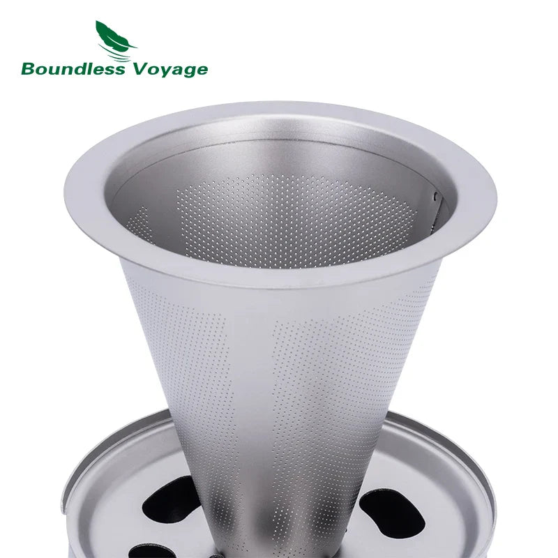 Boundless Voyage Titanium Portable Pour over Coffee Set 300ml Coffee Mug with Detachable Dripper