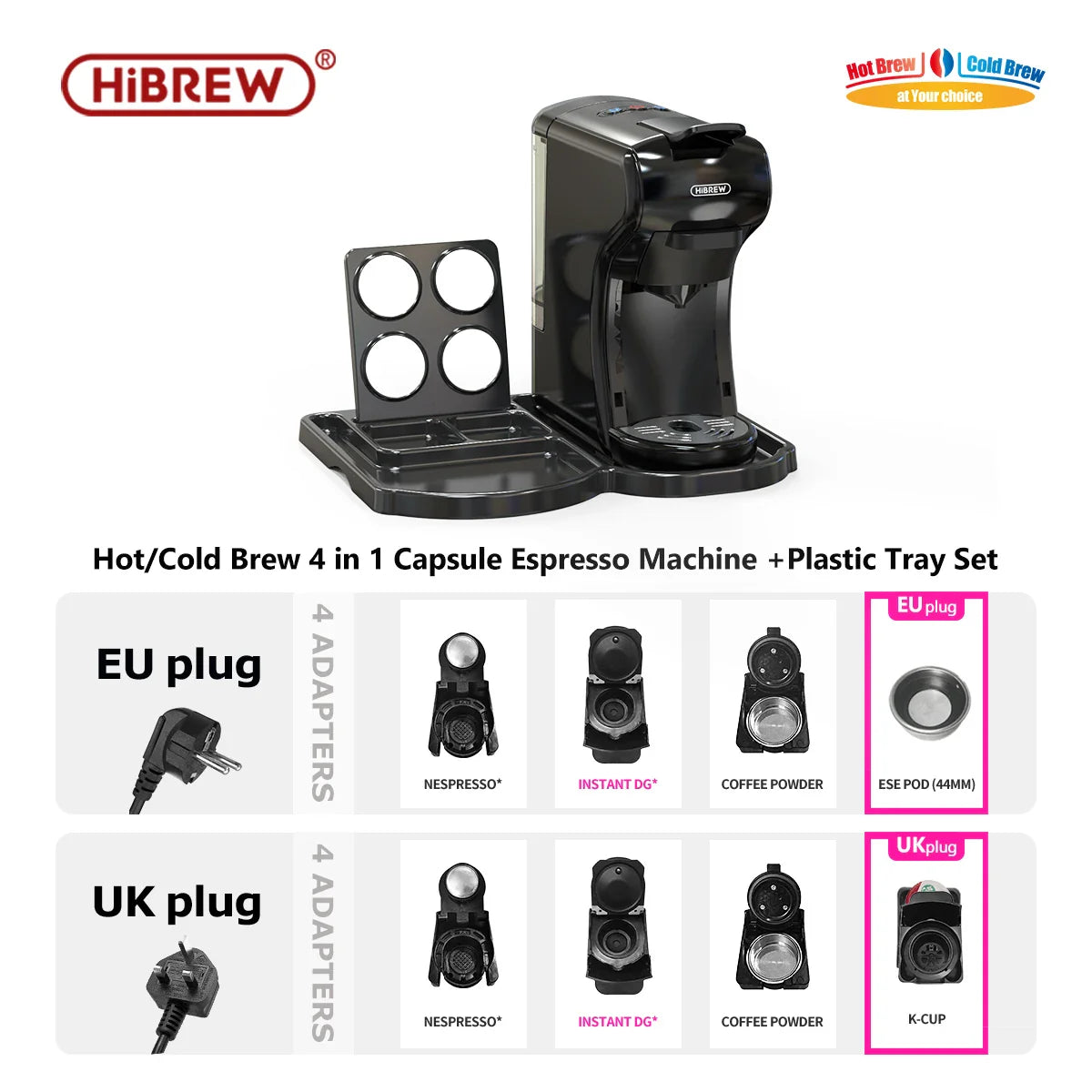 HiBREW Coffee Machine 19 Bar 4in1 & Cold Multiple Capsule Espresso Cafetera