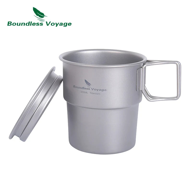 Boundless Voyage Titanium Coffee Cup 250ml Outdoor Portable European Stackable