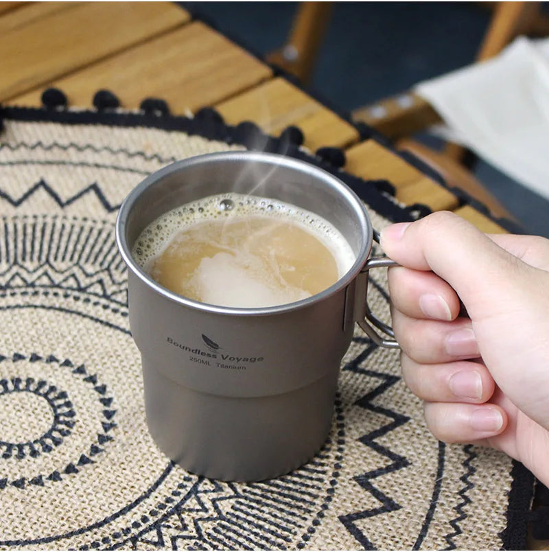 Boundless Voyage Titanium Coffee Cup 250ml Outdoor Portable European Stackable
