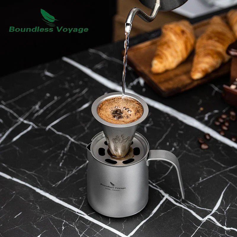 Boundless Voyage Titanium Portable Pour over Coffee Set 300ml Coffee Mug with Detachable Dripper