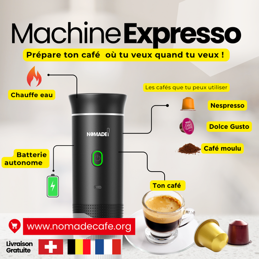 Portable Espresso Machine for Nespresso®, Dolce Gusto® capsules and ground coffee